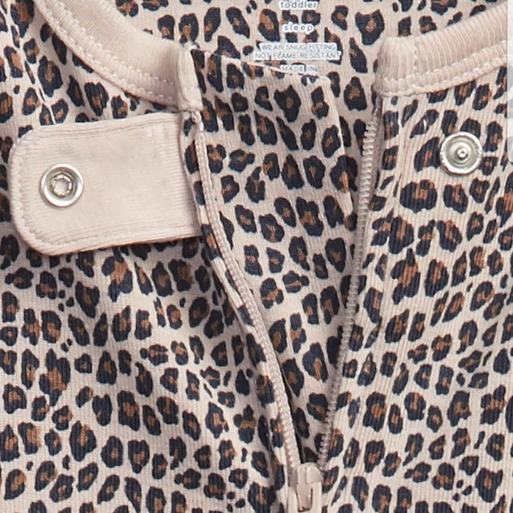 Baby Gap Leopard Print Ribbed Zip‎ Front Sleeper Pajamas 18-24 Months NEW